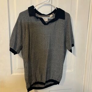 Weatherproof Men's Black and White Striped Polo